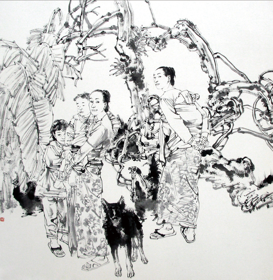 张志平-庭院中国画180cm×180cm2006.jpg
