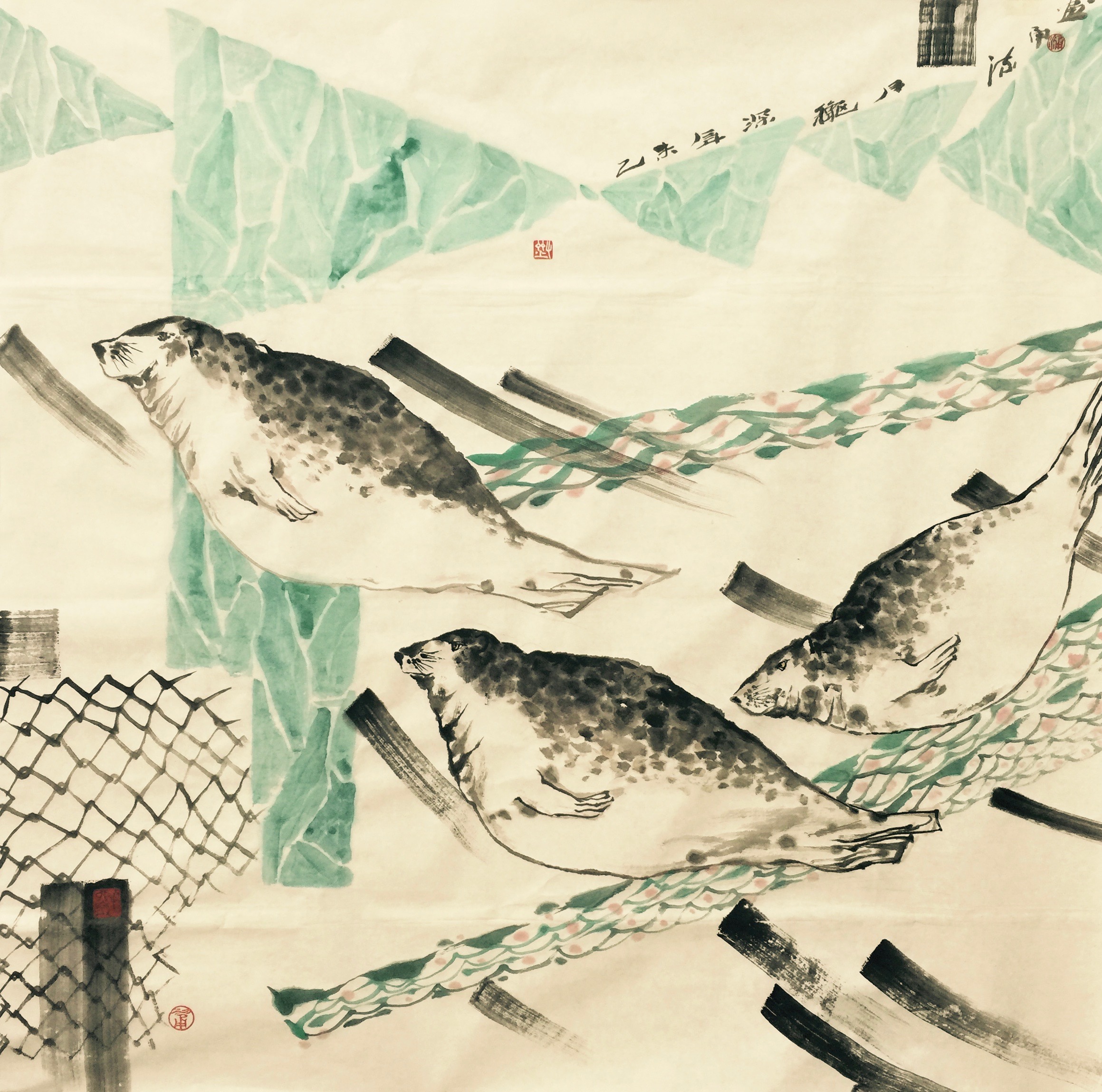 《海豹—3》现代水墨     x 123cm 2015