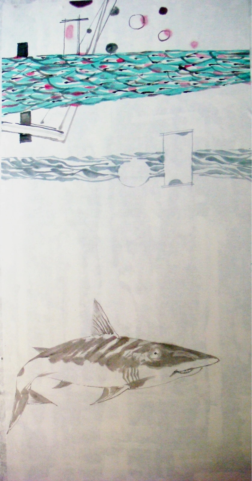 《鲨鱼—2》 现代水墨 72 x 142cm 2009